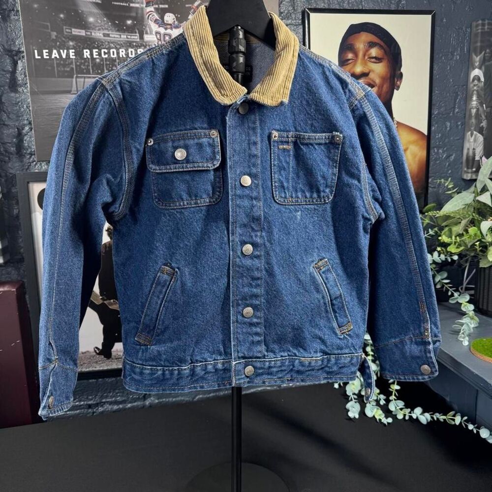Vintage Polo Jeans Co. Ralph Lauren Denim Trucker Jacket Corduroy Collar Size 7